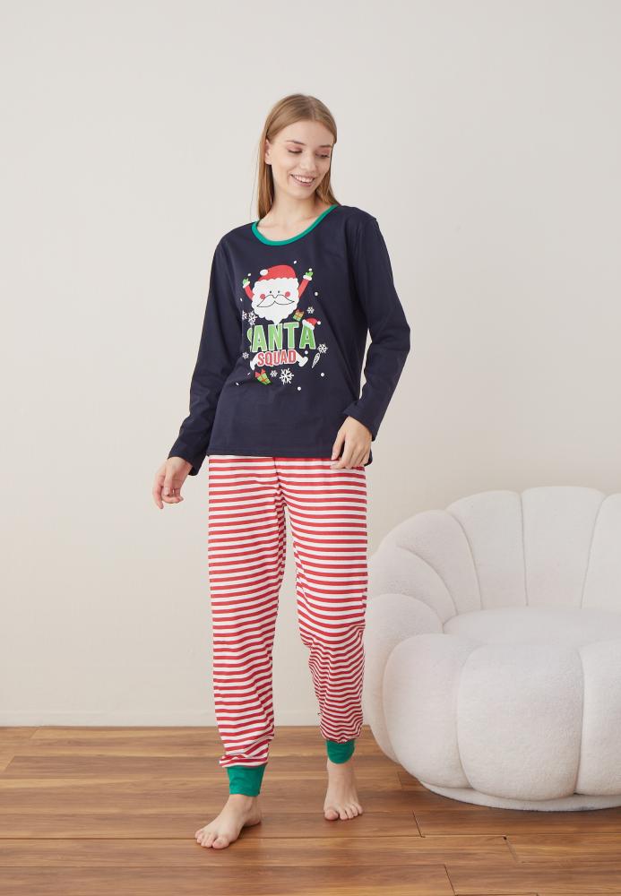 Pijama Dama Craciun "SANTA" ,maneca lunga ,pantaloni lungi,Engros